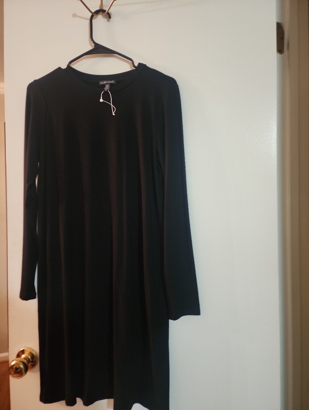 Eileen Fisher Black Knit  Long Sleeve Tunic Dress